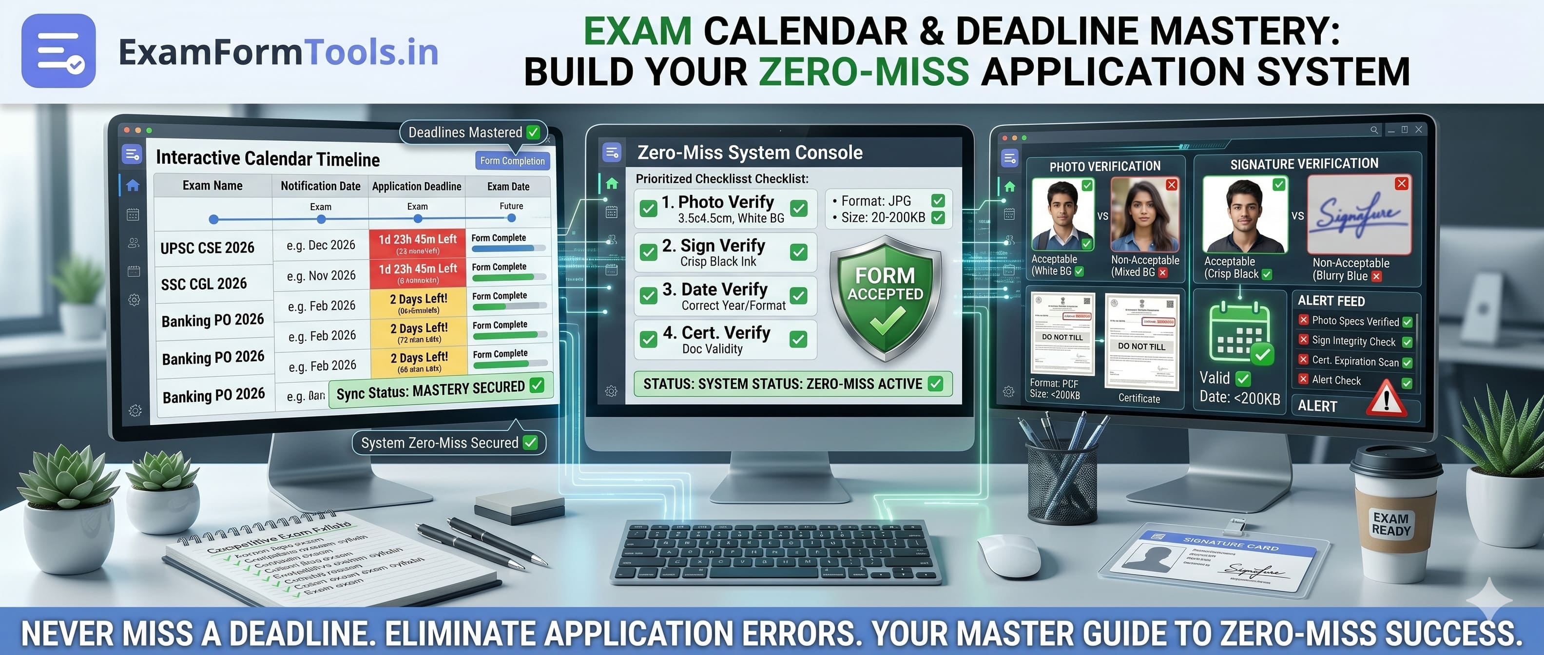 Zero-miss exam application planning banner