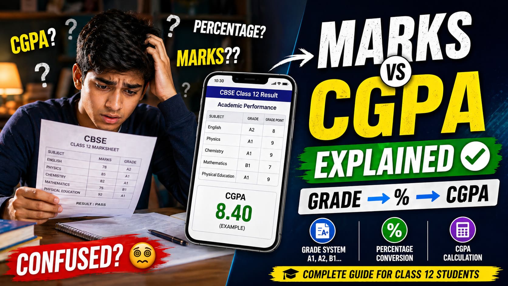CBSE marks calculation and CGPA guide thumbnail