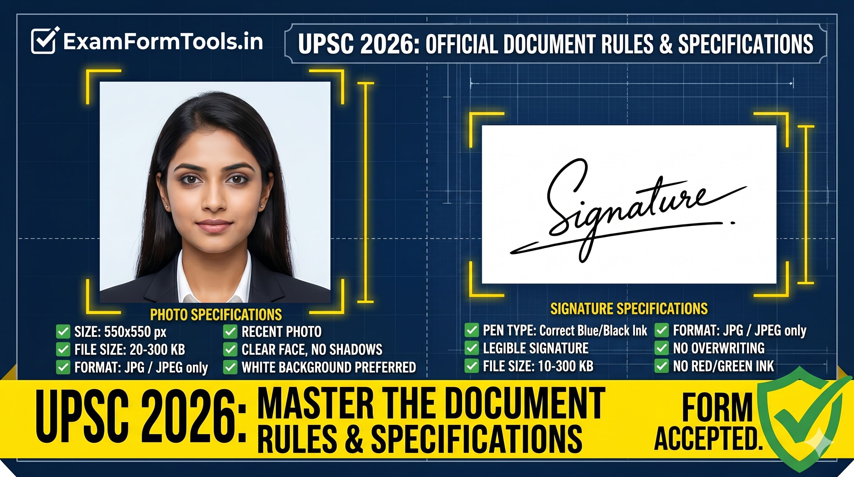 UPSC photo and signature requirement banner